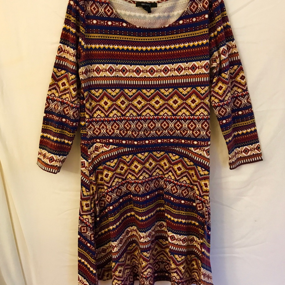 Patterned Skater Skirt Dress