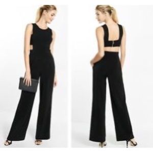 Express wide leg cut out jumpsuit - black