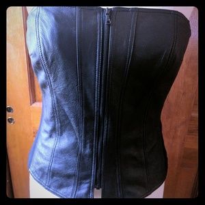Leather and ponte bustier