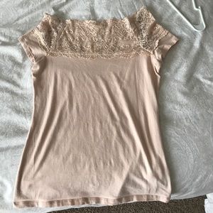 Cream/peach lace off the shoulder top