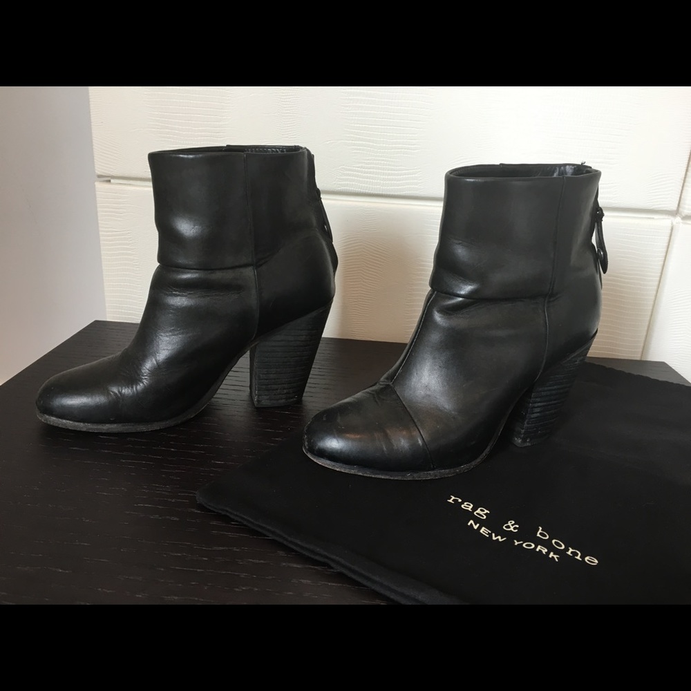 RAG AND BONE LEATHER HEEL BOOTIES WITH ZIP BACK
