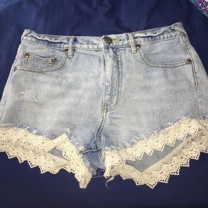 Free people high waisted jean shorts
