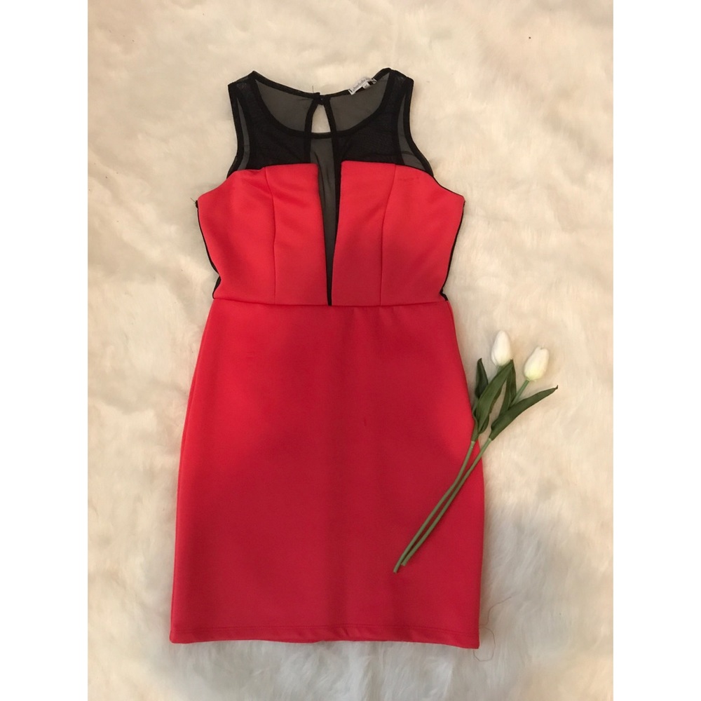 Sunset Orange Mesh Dress