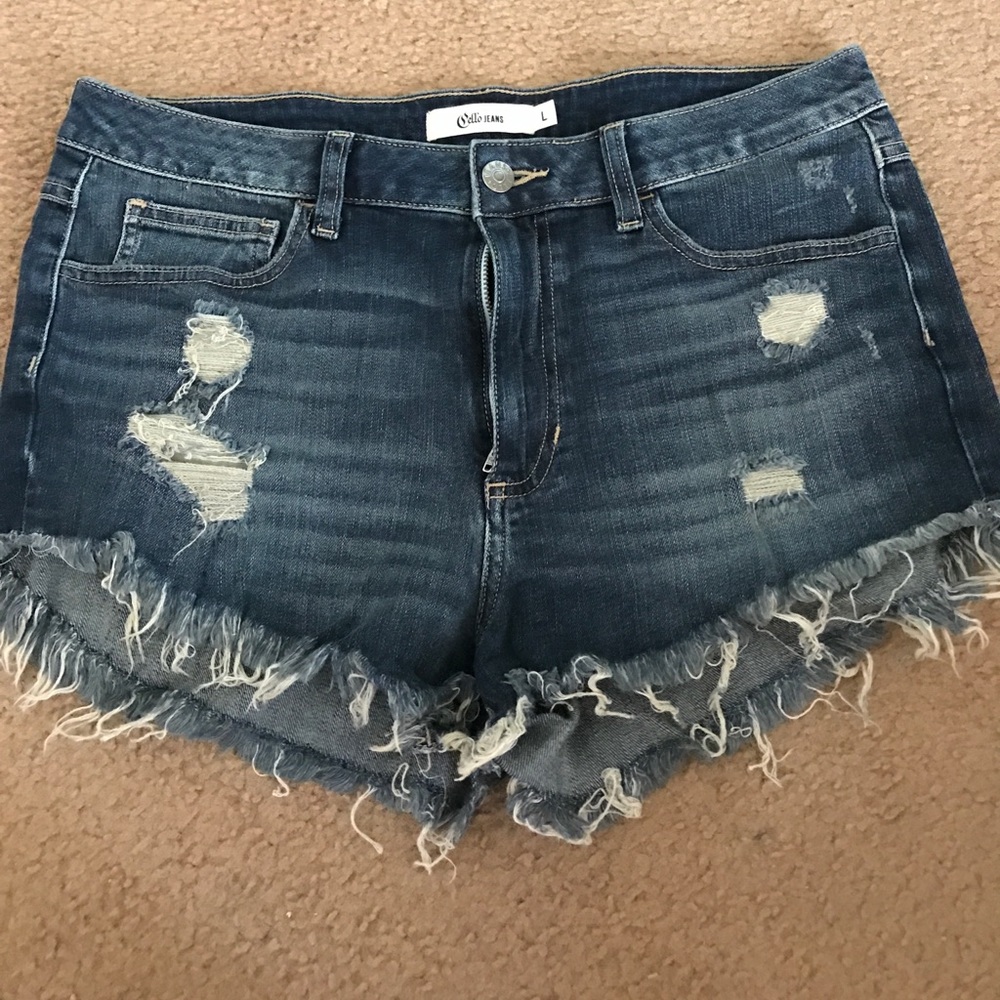 Cello Jeans dark denim distressed shorts