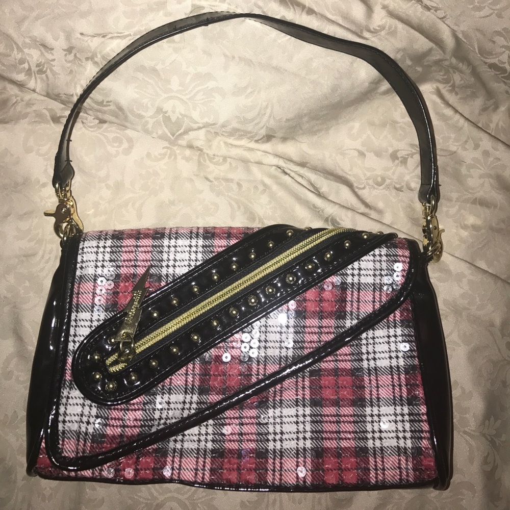 Small Betsey Johnson sequin plaid handbag