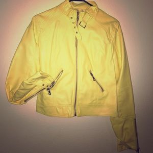 Yellow leather biker jacket!