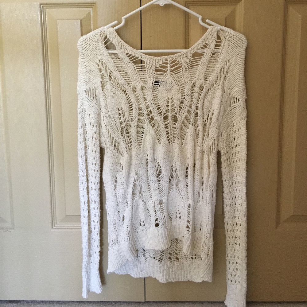 white knit sweater