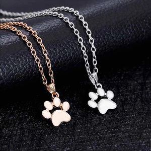 5/$25 Gold or Silver paw print dog necklace pet