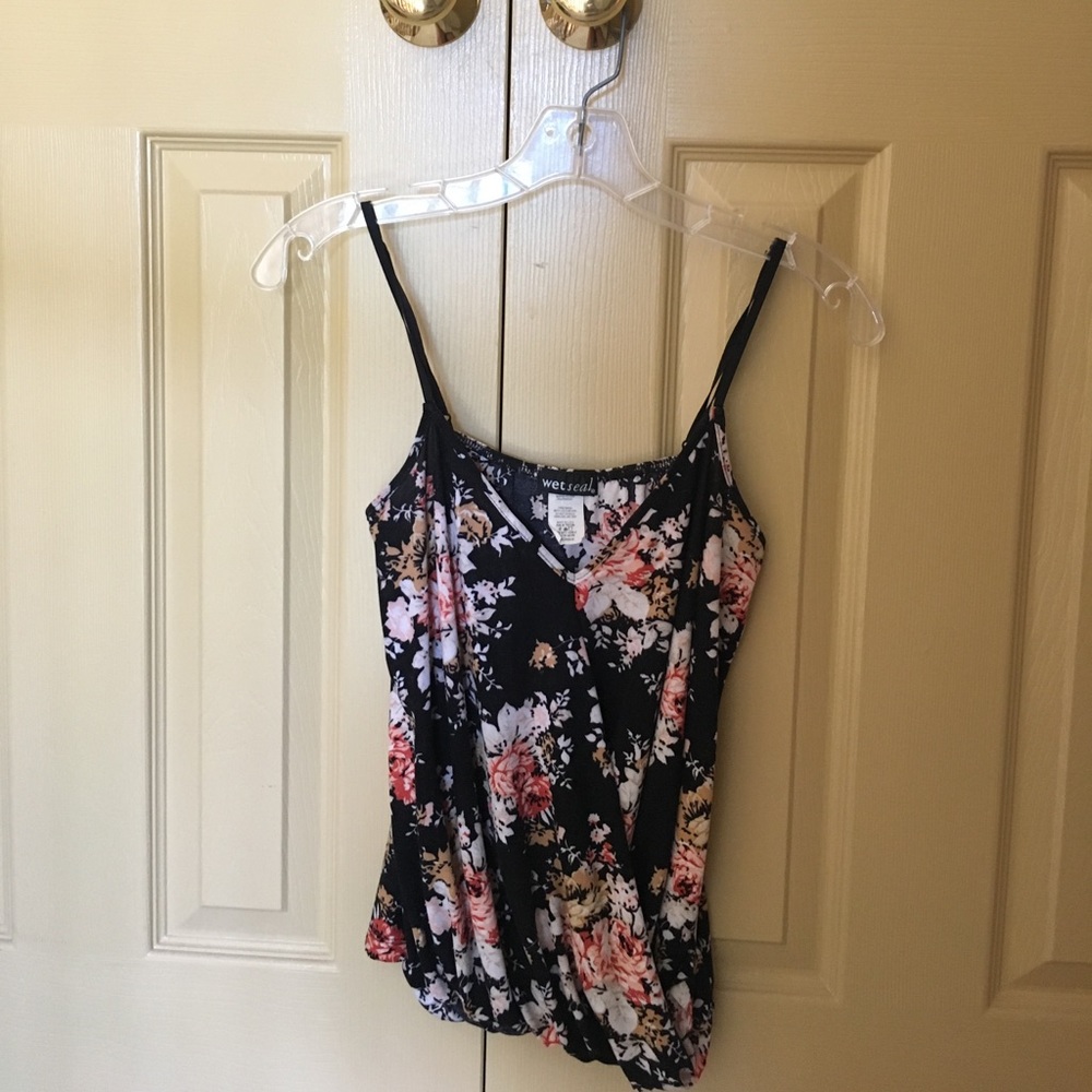 black tank top with floral print