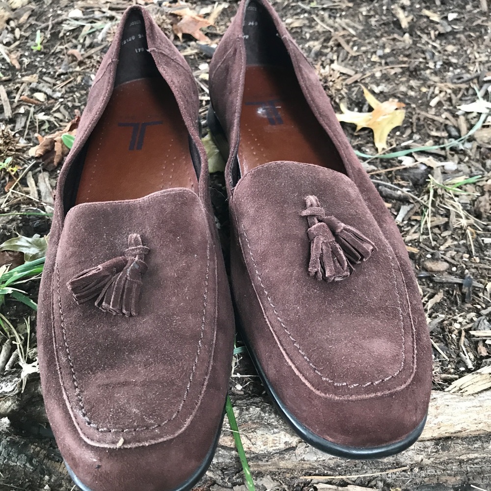 Brown suede loafers