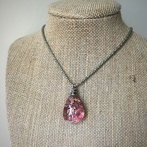 Sterling silver phantom quartz pendant necklace