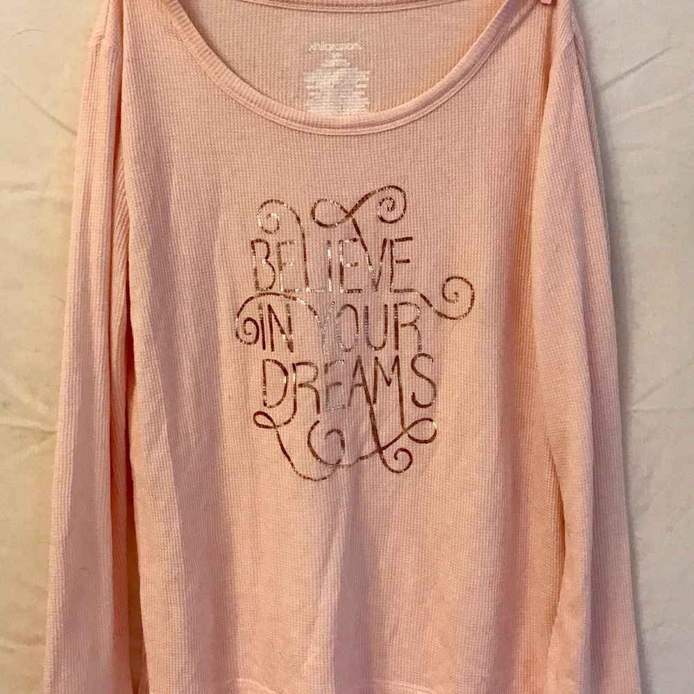 Pink asleep Shirt with Positive Moto