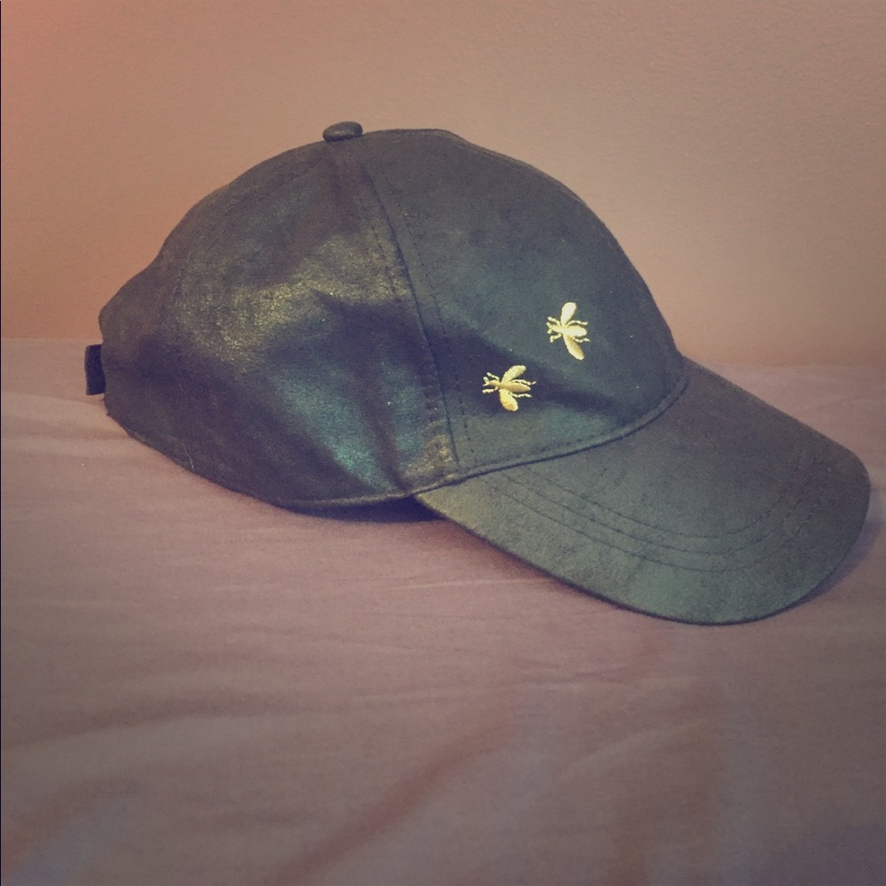Black Faux Leather Hat