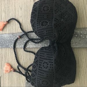 Victoria secret cross back lace black top