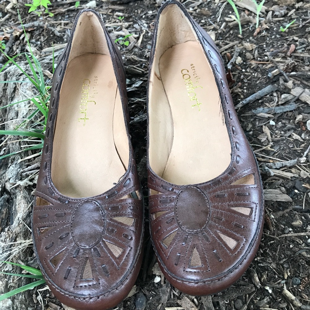 Brown leather loafers