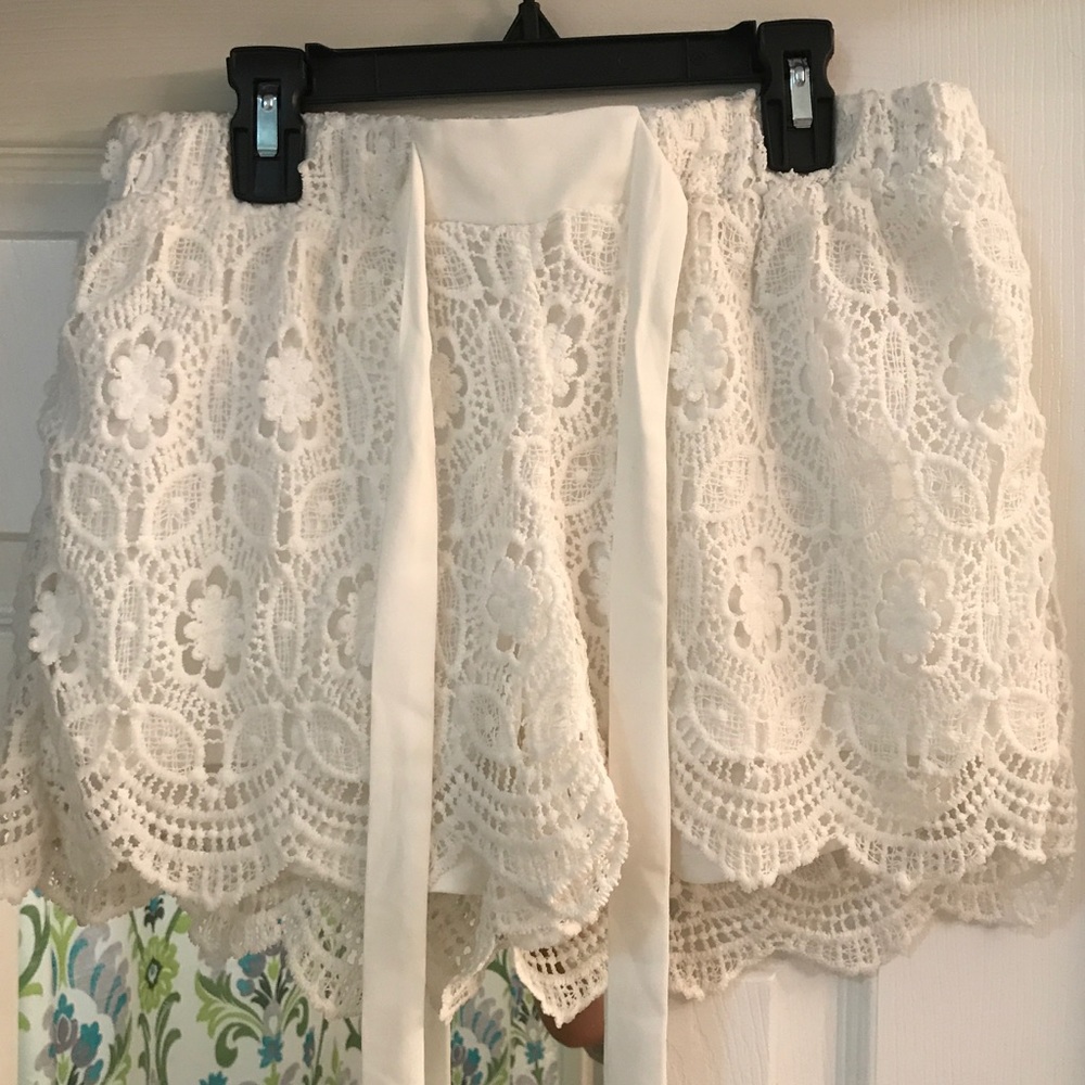 White Lace Shorts