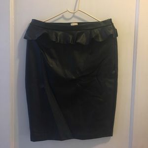 Leather skirt.