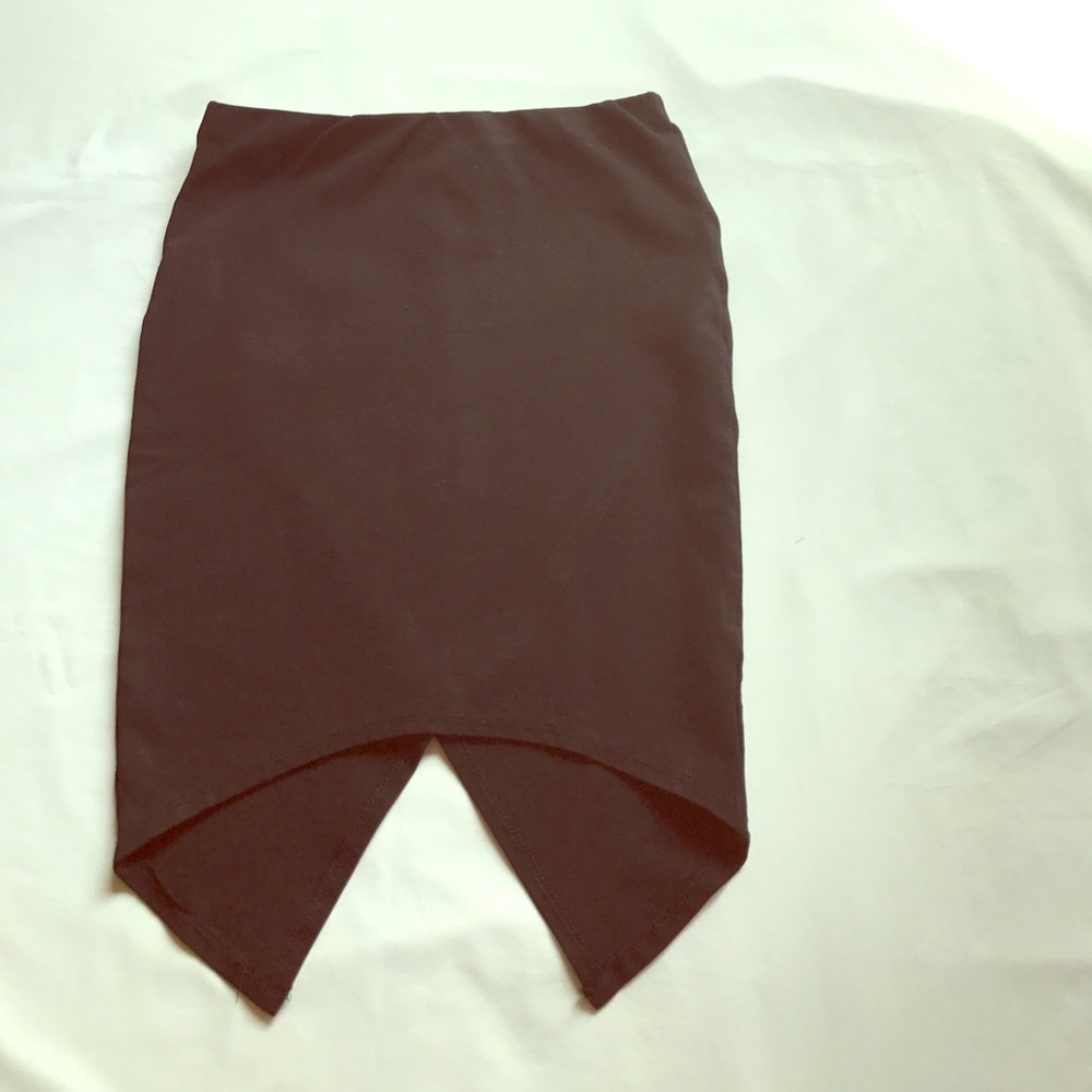 Black Slim List Tulip Skirt