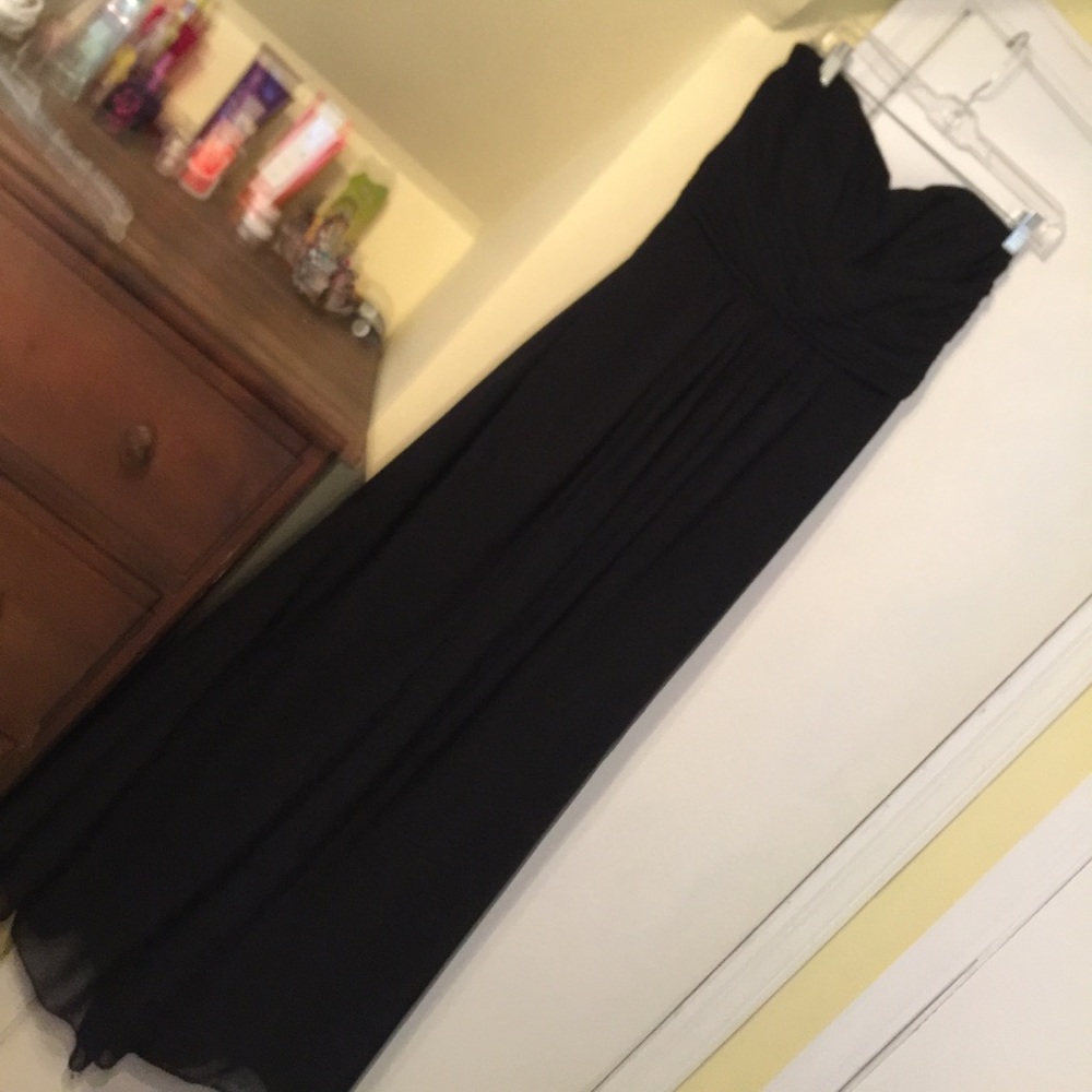 Black strapless bridesmaid gown