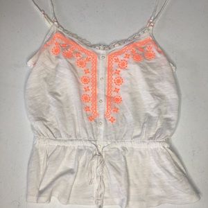 Neon orange & white tank