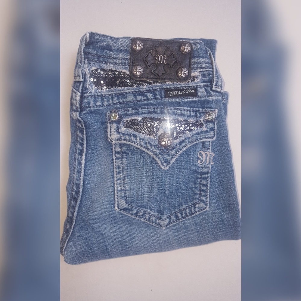 💕 NEW Miss Me Silver Sequin Sparkling Jeans