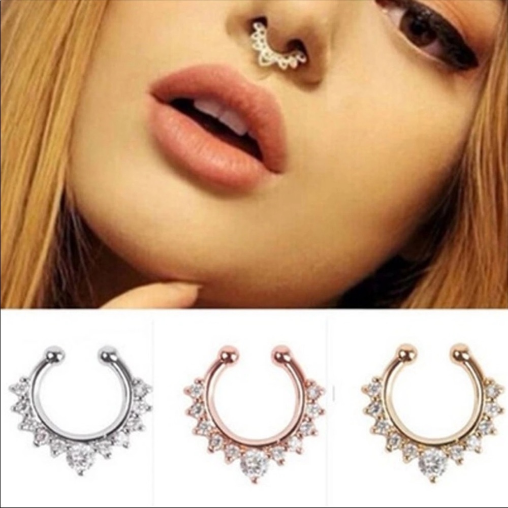 5/$25 Fake Nose Piercing nose ring rose gold silv