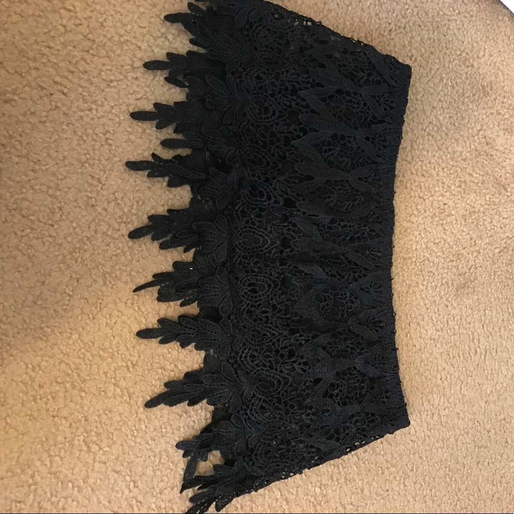 Cotton Candy black lace tube crop