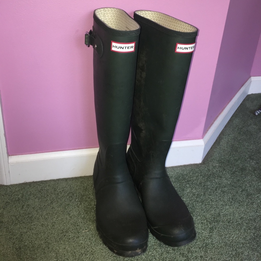 hunter green rain boots