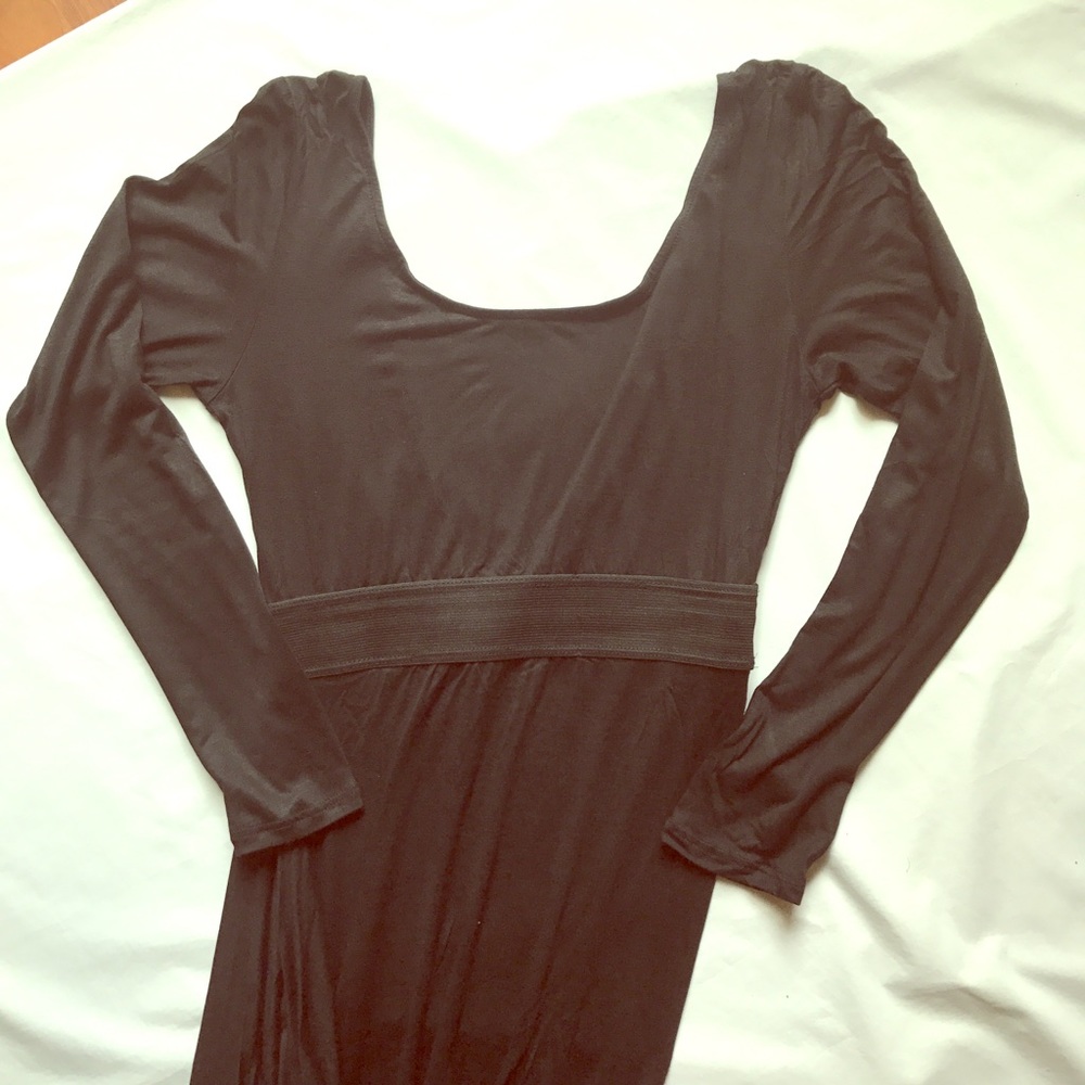Low Back High Slit Black Dress