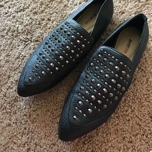 Justfab black studded loafers size 7.5