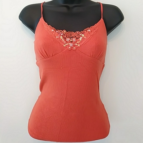 bebe Tops - bebe Orange Silk Tank Top
