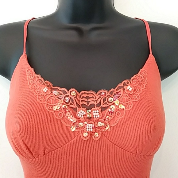 bebe Orange Silk Tank Top - Picture 2 of 6