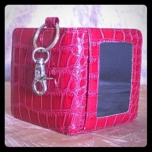Red card case with key fob