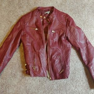 Faux Leather Burgundy Jacket