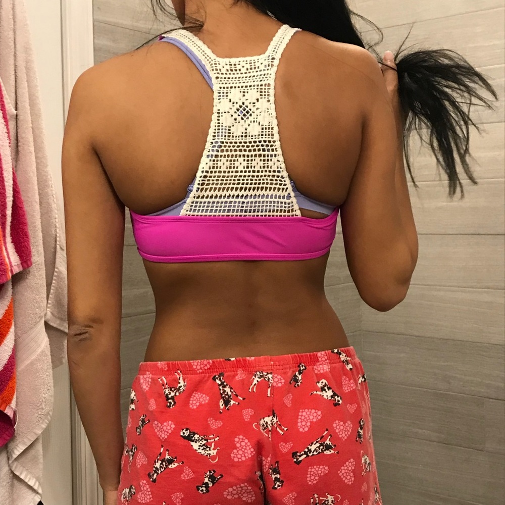 Aerie hot pink crochet bathing suit top