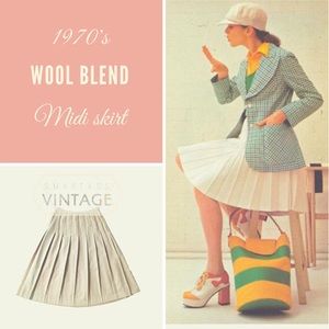 Gorgeous 70s Wool Blend Midi Skirt, M