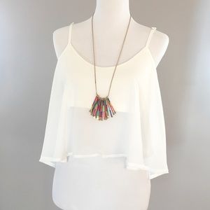 Flowy White Crop Top (One Size)