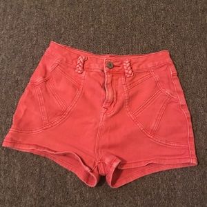 BDG high rise red jean shorts