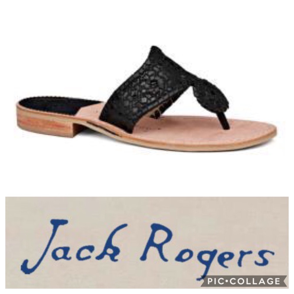 Jack Rogers Woven/Whipstiched Leather Sandal {Blk}