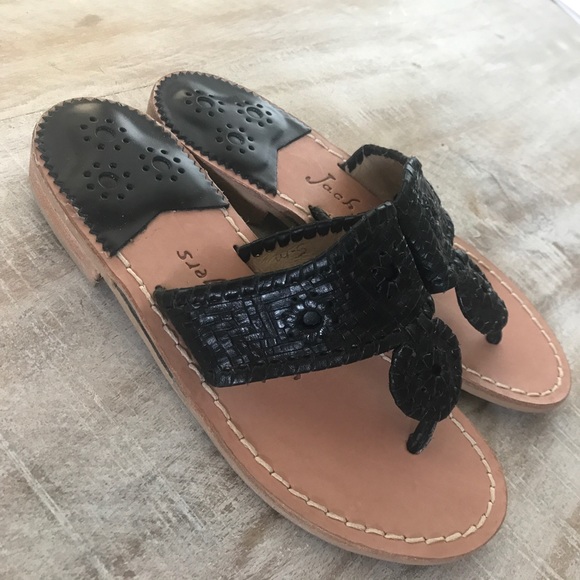 Jack Rogers Woven/Whipstiched Leather Sandal {Blk} - Picture 3 of 5