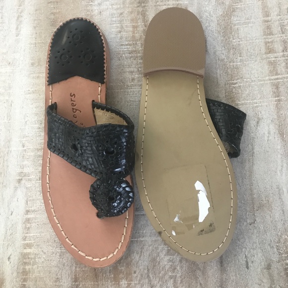 Jack Rogers Woven/Whipstiched Leather Sandal {Blk} - Picture 4 of 5