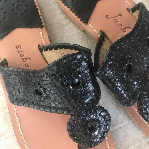 Jack Rogers Woven/Whipstiched Leather Sandal {Blk} - Picture 5 of 5