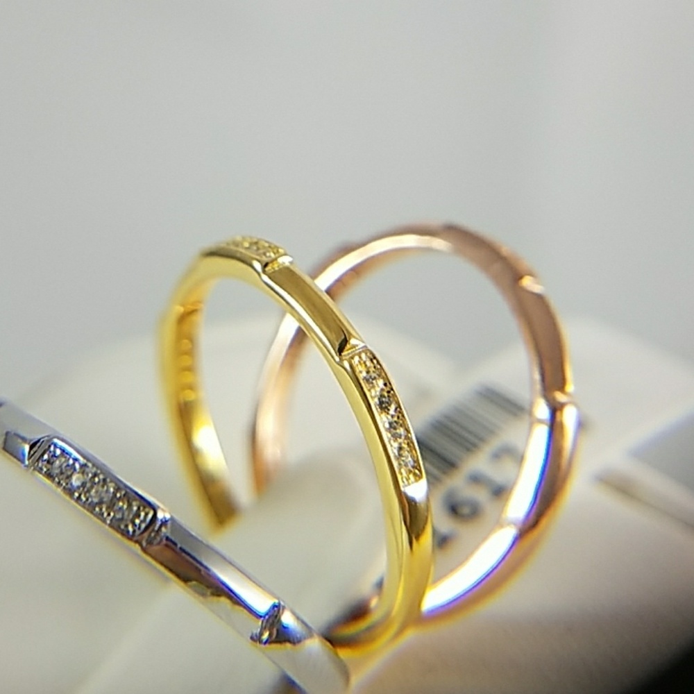 3pc stackable Tri Color Wedding Bands - Picture 6 of 8