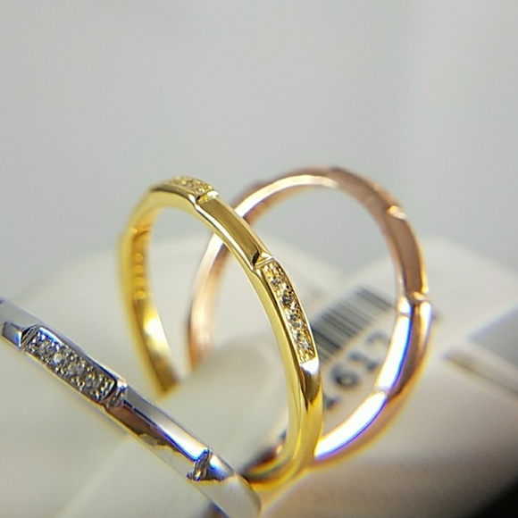 3pc stackable Tri Color Wedding Bands - Picture 6 of 8