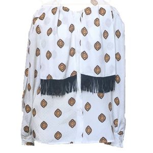 80s Le Chine Blouse with attached Scarf, M