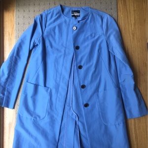 Collarless Blue Trench/Rain Coat