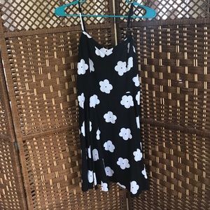 Floral fit and flare black and white dress