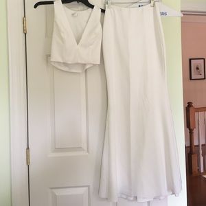Long White two piece dress size medium
