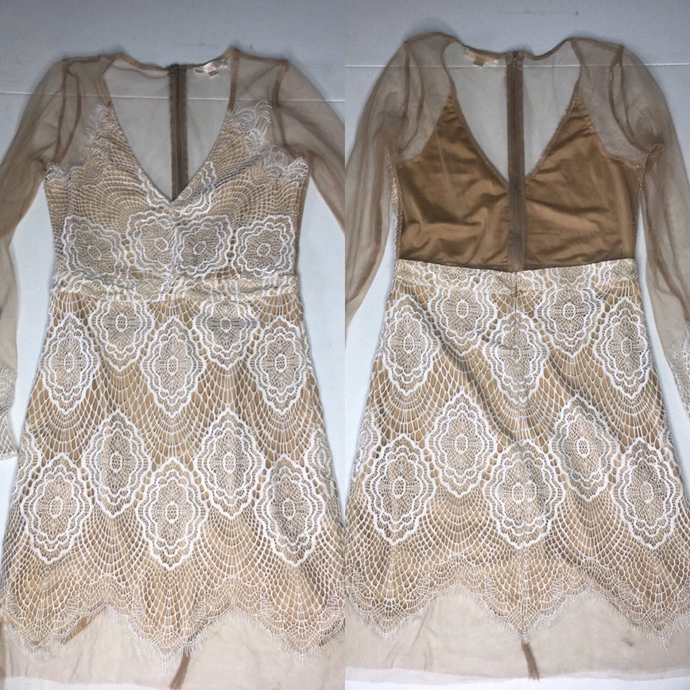 Beautiful white & nude lace dress