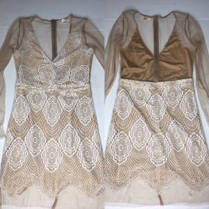 Beautiful white & nude lace dress